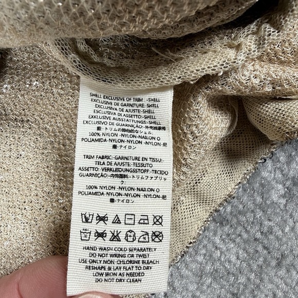 Free People Oversized Crop Top Women's Small Beige Sequin Embellished Drapey - Picture 5 of 7